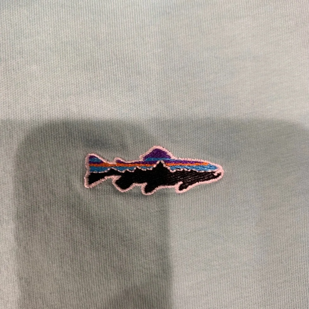 Patagonia‎ Polo Shirt Fish Logo Short Sleeve Casual Top XL Men's Blue